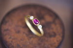 Ruby and Diamond Three Stone Ring